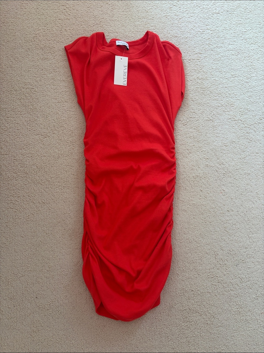 Evereve Vibrant Red Ruched Midi Dress